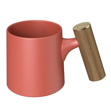 Reusable Ceramic Coffee Mug with Walnut Wood Handle - 450ml DHPO Porcelain Mug