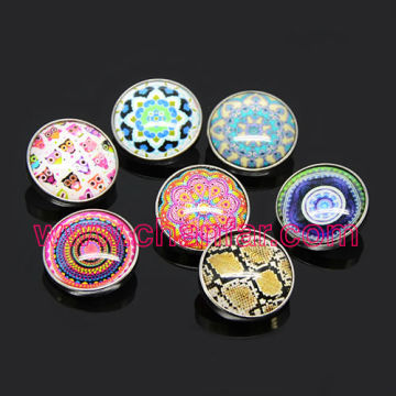 High quality metal surround glass snap buttons for leather bracelet jewelry wholesale
