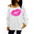 Frauen sexy von der Schulter 80er Outfit Sweatshirt