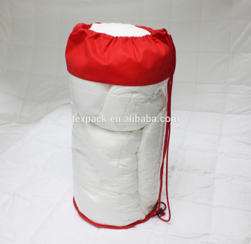 clear pvc plastic draw string cylinder pillow bag for bedding packaging