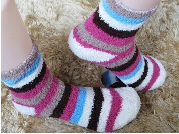 Thick Men Women Stripe Winter Floor Socks