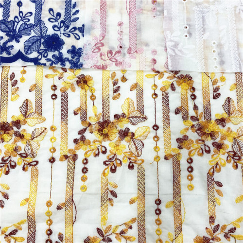 French Dress Embroidery Fabric On Cotton Mesh