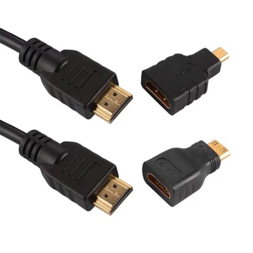 1.5M 3-in-1 HDTV Cable: 1080P to Mini/Micro HDMI Adapter for Tablets and HD TVs