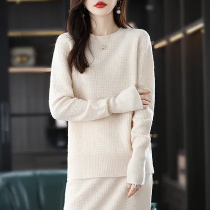 All wool knit skirt suit for women