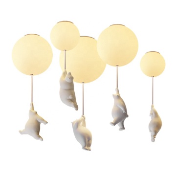 Lampada a sospensione in vetro a forma di orso moderno per camere per bambini