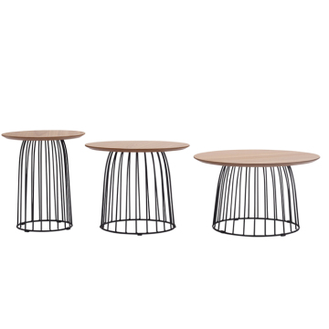 French-Chinese Modern 3-Piece Wooden Round Coffee Table for Commercial Use