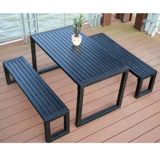 Modern Black Aluminum Outdoor Garden Furniture: Table, Chair, Bench, Sofa