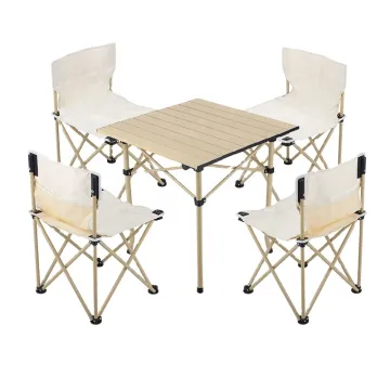 Lightweight Portable Metal Folding Table and Camping Chair Set