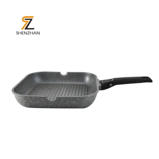 High-Quality Metal Die-Cast Cookware: Induction-Ready Square Frying Pans with Non-Stick Coating and Detachable Handles - Aluminum and Granite Fry Pan Options