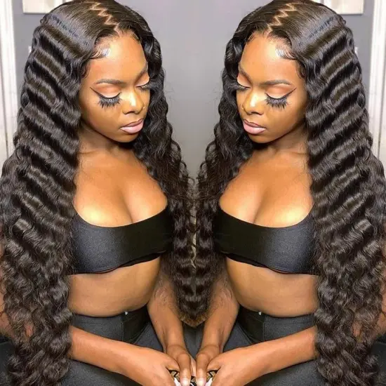 Sunlight Natural Brazilian Remy Lace front Wig 150Density deep wave 13x4Lace Front Human Hair Wigs Pre Plucked for black women