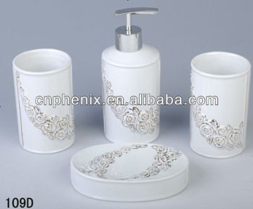 4pcs bathroom set china /Lotion Dispenser/Tumbler/Toothbrush Holder/Soap dish