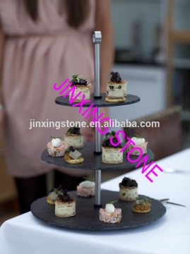 Round 3 Tier Slate Serving Tray/3 Tier Natural Slate Cake Stand Wedding Party Pastry Sweet CupCake Muffin Stand