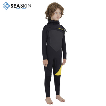 Seaskin 3/2mm Kids Front Chest Wetsuit With Hood