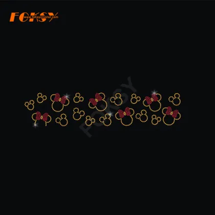 Mickey Mouse Tailless Cheer Bow Heat Rhinestone Transfer