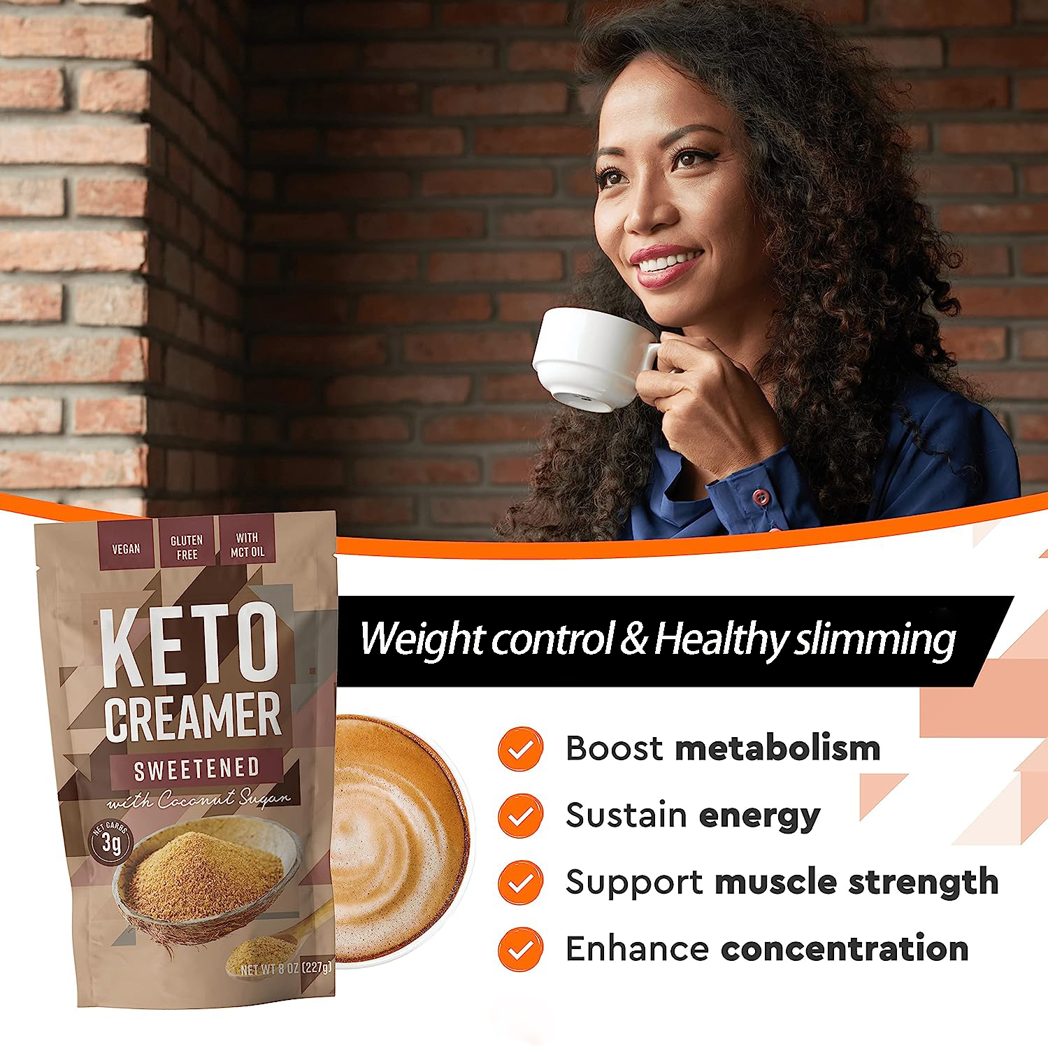 OEM/ODM Vegan Sugar Free Energy Support Slimming Keto Supplement Weight Loss Keto Coffee Powder