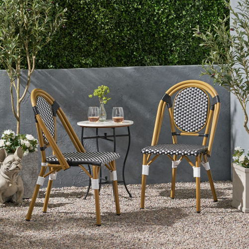 Outdoor PE Ratten and Aluminum French Bistro Chair 1