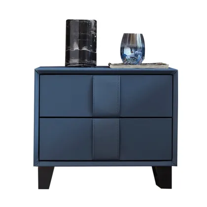 Customized bedroom furniture Leather bedside table wood