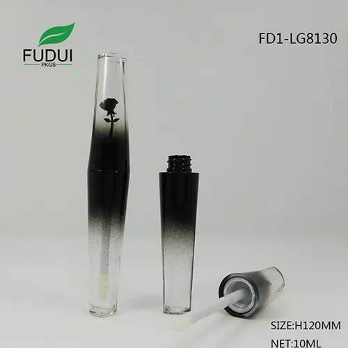 Gradient plastic empty lipgloss tube with flower