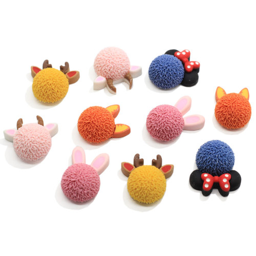 Kawaii Resina Cartoon Animal Deer Head Flatback Cabochons 3D Cartoon Deer Head Beads Accessori per capelli Fai da te