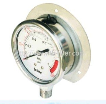 Bottom Connection Liquid Filled Pressure Gauge With Edge 