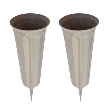 Set Of 2 Cemetery Vase Memorial Funeral Supplies Flower Pot Ground Stake Plastic