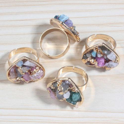 18k Gold Color Natural Heart Drusy Crystal Rings