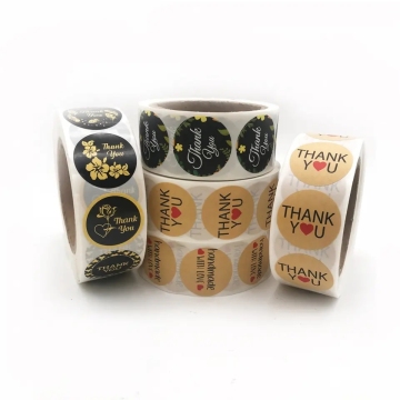 Custom Adhesive Thank You Paper Stickers Roll With Logo Printing