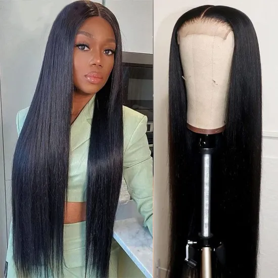 4x4 Lace Front Closure Human Hair Wig Straight Virgin Glueless Human Hair Brazilian Lace Front Wigs Pre Plucked With Baby Hair