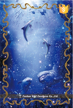 Livingroom Carpet Tile With Dolphin Pattern, 3D Floor Art
