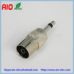 Full metal Jacket 3.5mm 2 PIN mono male plug to 9.5mm TV jack socket female for pal connector