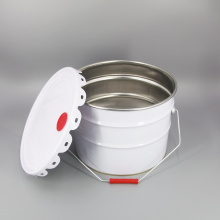 10L Tinplate Pail Metal Handle Flower Lid Bucket