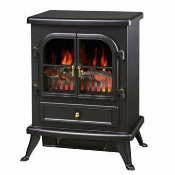 Fireplace, Made of MDF, Freestanding, Black Cast Effect
