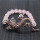 Rose Quartz 8MM Round Beads Stretch Gemstone Bracelet with Diamante alloy fox Head Piece