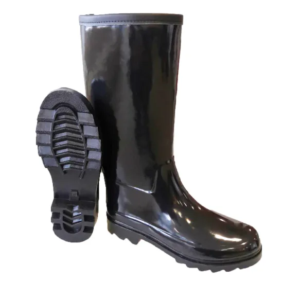 Customize Glossy Black Rubber Wellington Boots for Women