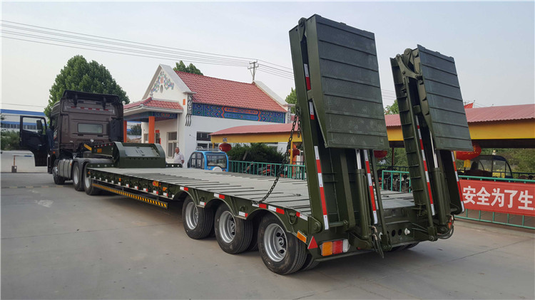 Pasokan Profesional 2 Trailer Semi Tempat Tidur Gandar Rendah