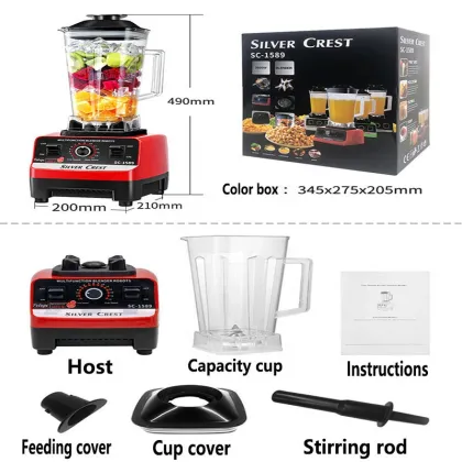 Moulinex Silver Crest Blender SC-1589 Pure Copper Motor 4500W 2-in-1 Meat/Food Processor & Smoothie Mixer