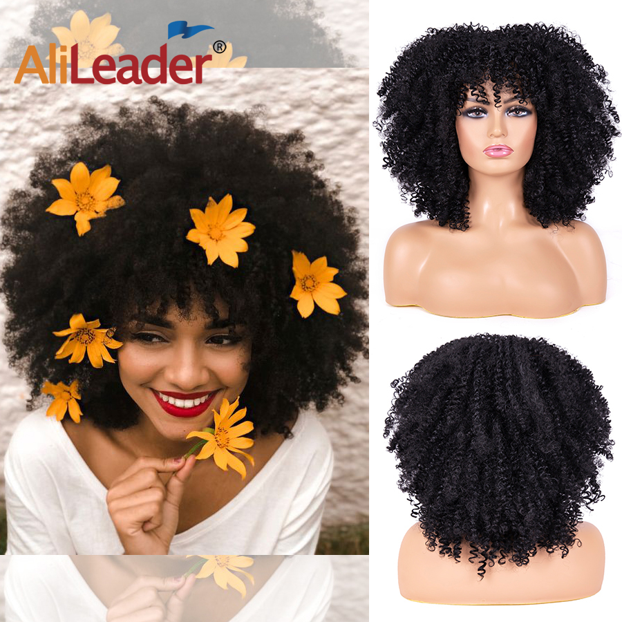 Peruca Afro Kinky Curly Sintética de Cabelo Curto