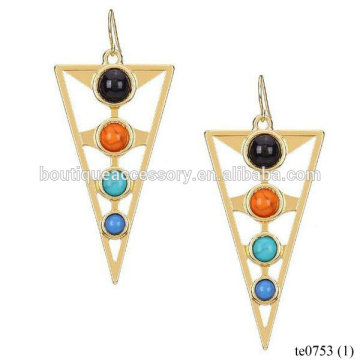 Gold Triangle Bead Earrings