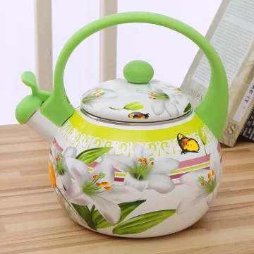 Whistle Tea Water Flower Pot Enamel Kettle with PP Handle