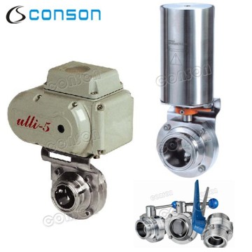 sanitary stainless steel pneumatic and electric price butterfly valve