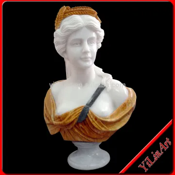 Carved Stone Marble Female Bust Statue For Sale