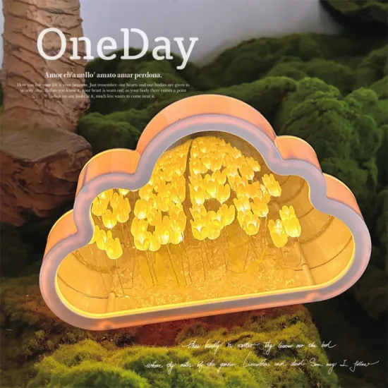 DIY Cloud Tulip Night Light with Mirror Luminous Design: A Unique Gift and Bedroom Decor