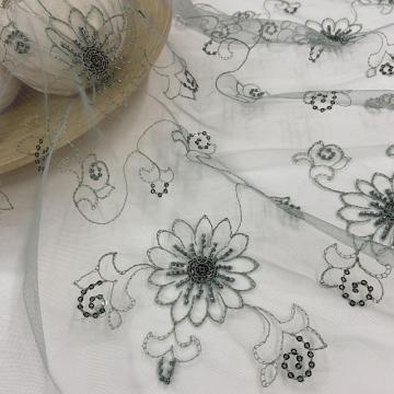 Gorgeous Inflorescence Beads Sequins Embroidery Fabric