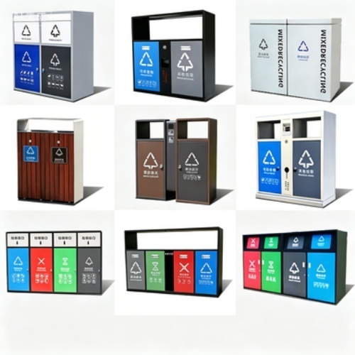 Heavy Duty Iron Waste Cans with Dual Compartment