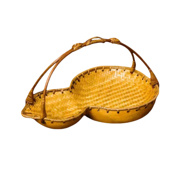 Bamboo Natural Gourd Storage Basket with Handle for Kitchen