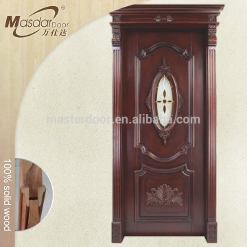 Kerala modern glass insert wooden front house door designs