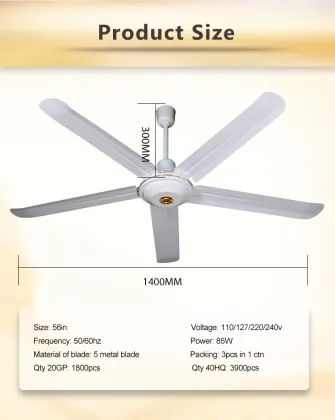 56inch White Industrial Style 5 Blade Ceiling Fan