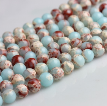 Factory wholesale natural 8mm round stone bead blue sea blue sea  sediment jasper gemstone beads for jewelry making