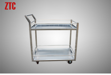 Stainless steel production trolley, Warehouse storage hand trolley with 2 shelves