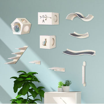Modern Large Wall Wooden Cat Climbing Scratching Tree
